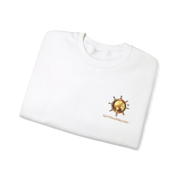 Unisex Heavy Blend™ Crewneck Sweatshirt (White), folded view.