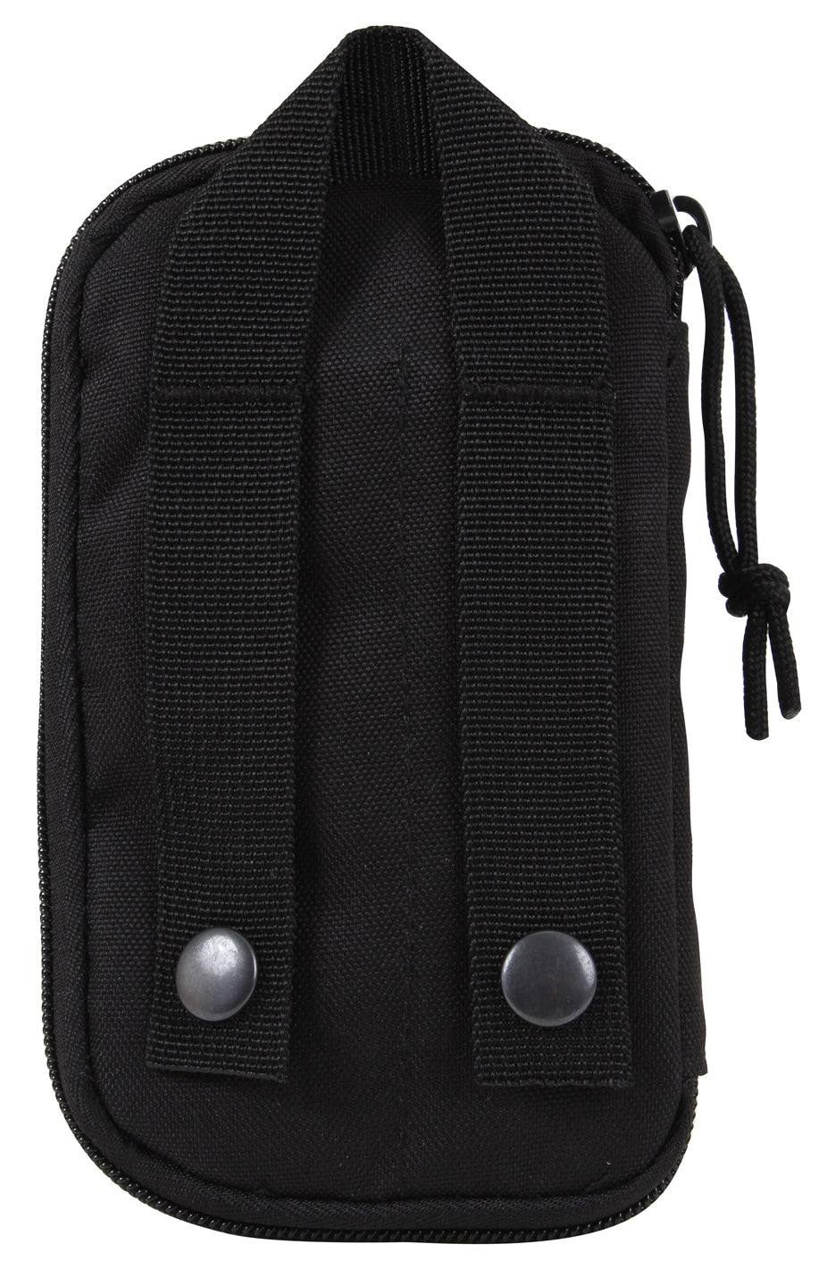 Rothco’s MOLLE EDC wallet and cell phone pouch (Black) in the closed configuration, rear view showing the double belt loop and grab handle.