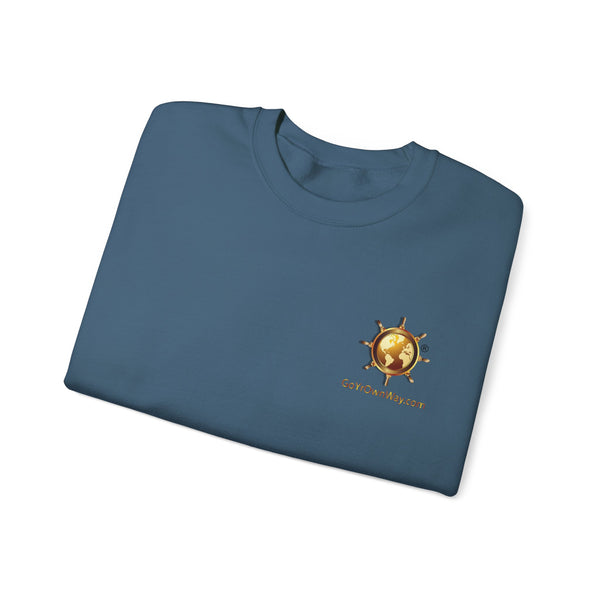 Unisex Heavy Blend™ Crewneck Sweatshirt (Indigo Blue), folded view.