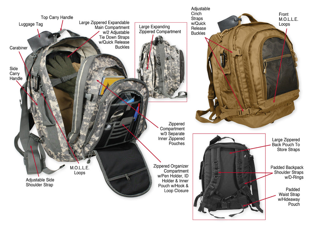 Multiple angle view, open and closed, with detail specifications