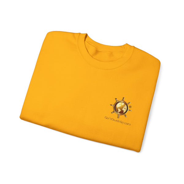 Unisex Heavy Blend™ Crewneck Sweatshirt (Gold), folded view.