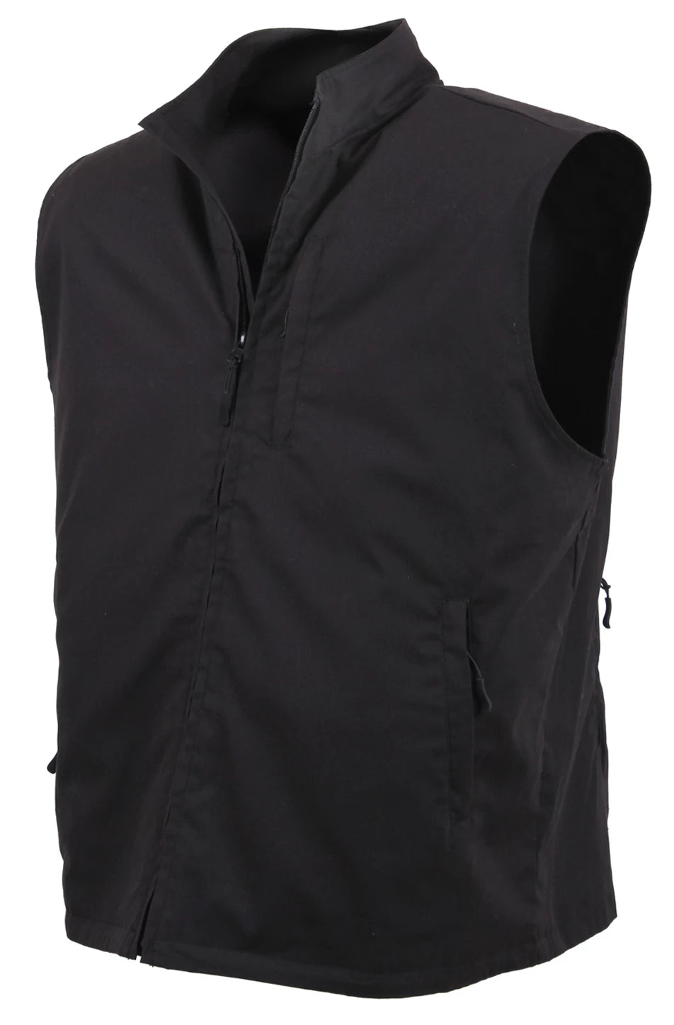 Black sleeveless jacket on a white background