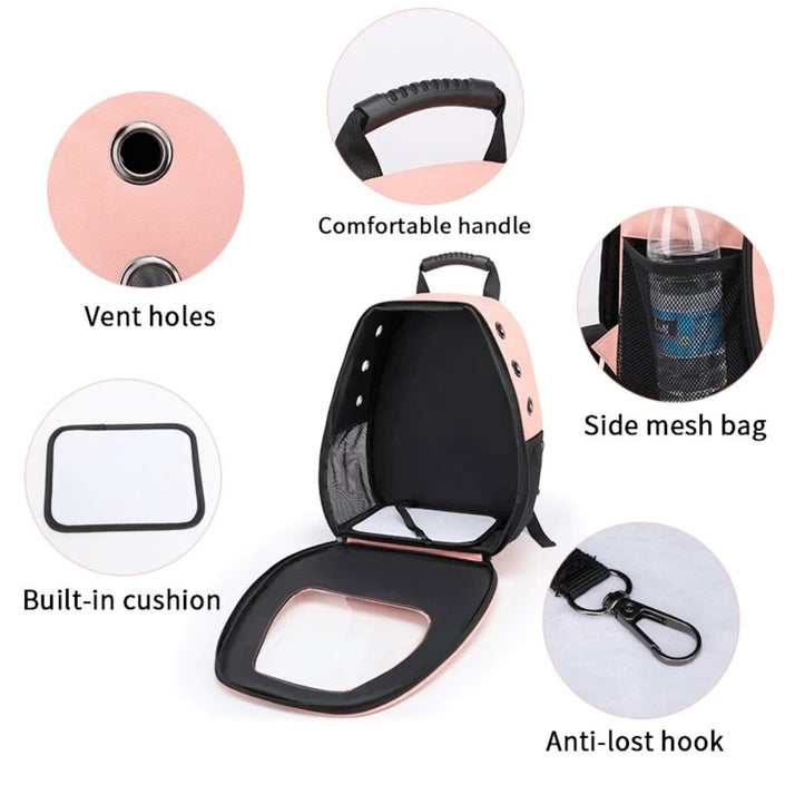 Pet Breathable Traveling Backpack, showcasing physical features