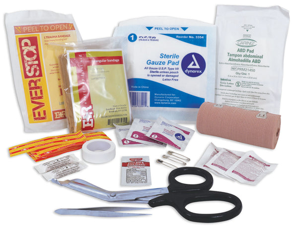 Medical supplies included with Rothco's MOLLE Tactical Trauma First Aid EMS Medical Kit.