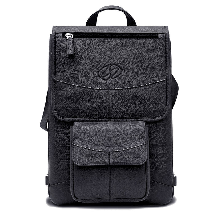 Premium Leather MacBook Messenger Bag (Classic Black)