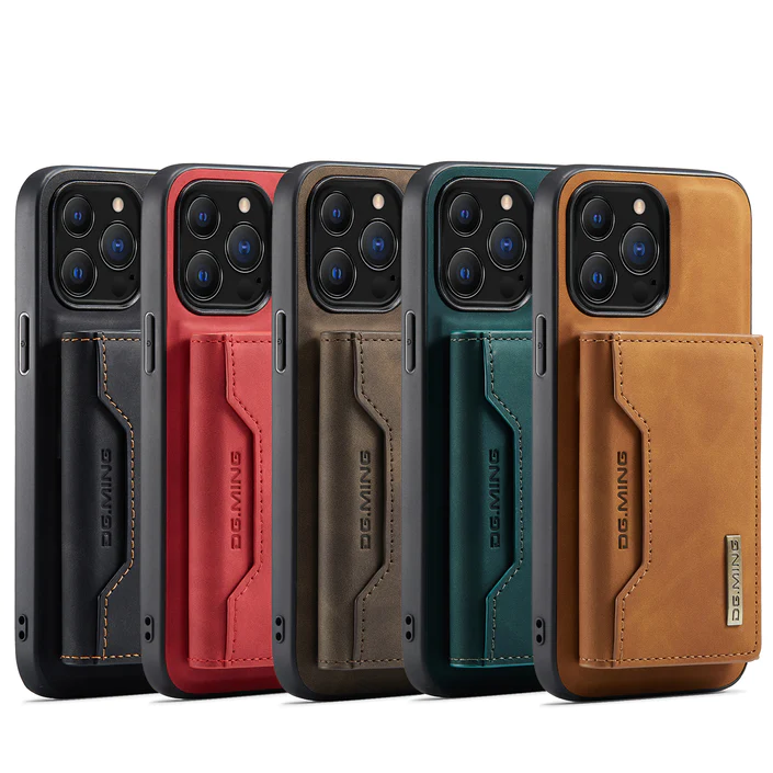 2 in 1 Phone Case with Mini Detachable Wallet for iPhone 14, showing the full range of color selections
