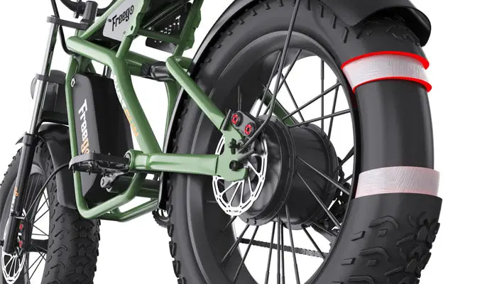 1400W Motor 7 Speed Gears Fat Tires Off Road Electric Bike, showcasing layered tire design and disc brake system