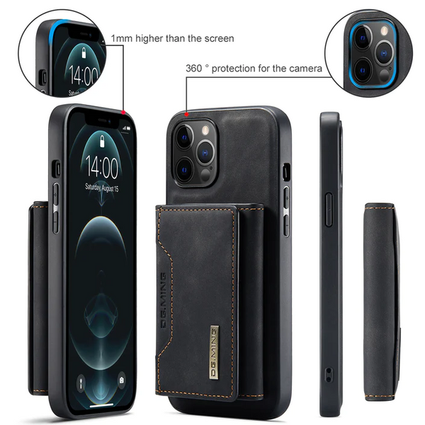 2 in 1 Phone Case with Mini Detachable Wallet for iPhone 14, showcasing thin design and camera protection