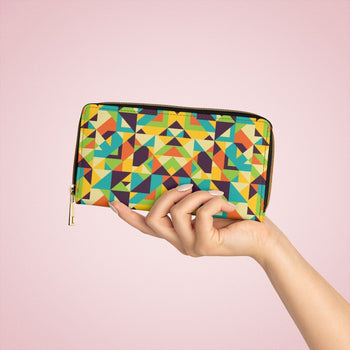 Yellow & Purple Multicolor Geometric Style Purse