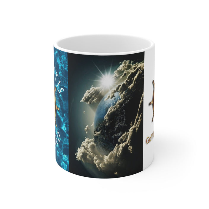 Ceramic Coffee Mug 11oz with Sublimation Print, leftward face in right hand