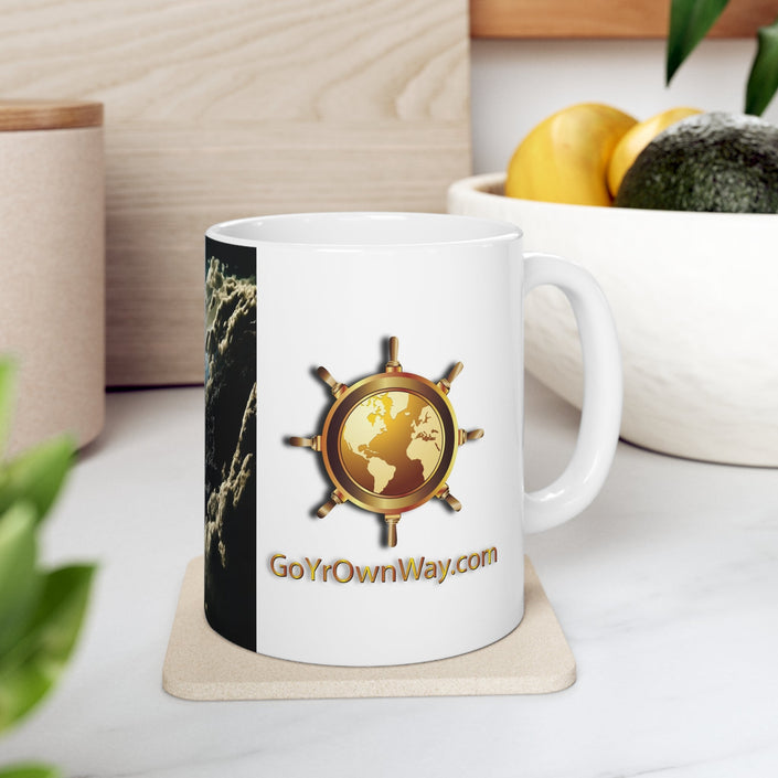 Ceramic Coffee Mug 11oz with Sublimation Print, inward face in right hand