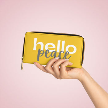 Yellow & White Hello Peace Graphic Purse