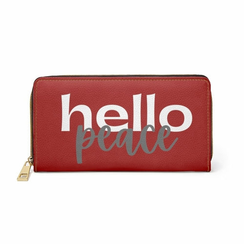 Dark Red & White Hello Peace Graphic Purse