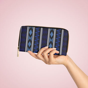 Blue Geometric Aztec V-Style Purse