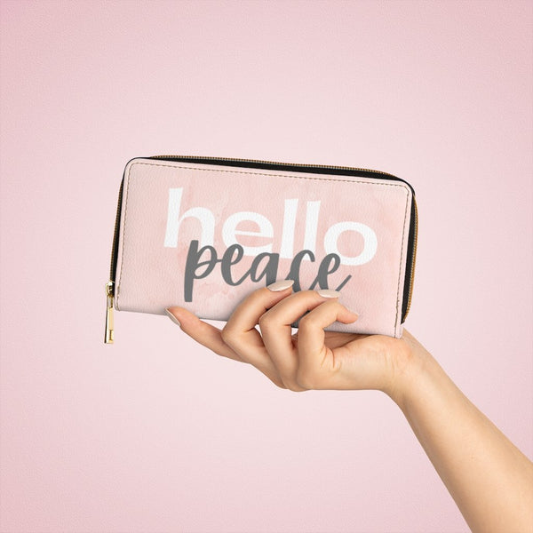 Pearly Pink & White Hello Peace Graphic Purse