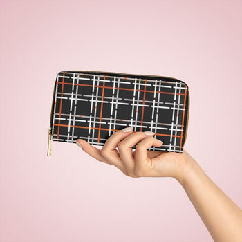 Black & White Pin Stripe Tartan Style Purse