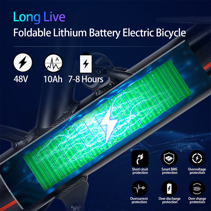 Electric Folding City Bike, showcasing lithium battery pack
