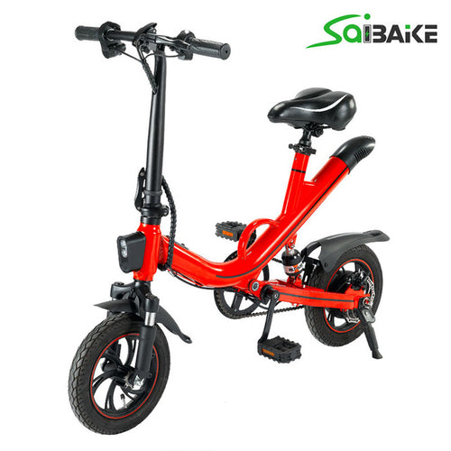 Electric Folding City Bike - 350W 12 Inch 36V 7.5Ah 70KM Range (Red)