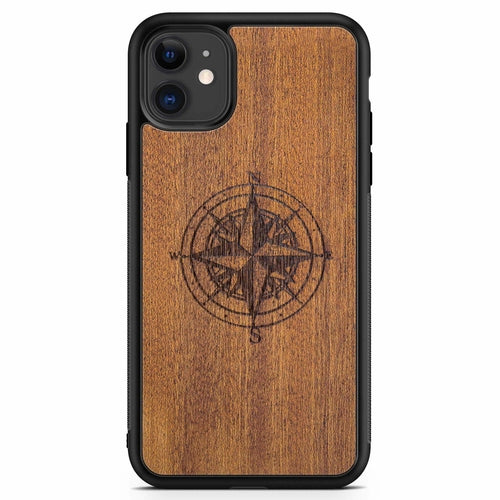 Organic Wood Phone Case - Compass Rose - Mahogany