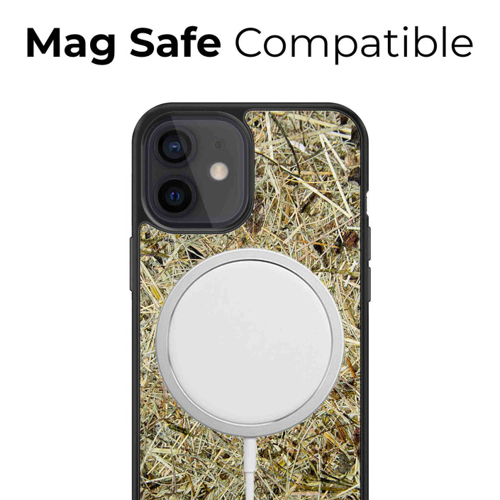 Organic Mobile Phone Case - The Seven Chakra Symbols - Alpine Hay, showcasing Mag Safe charging compatibility