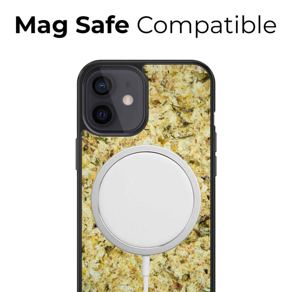 Organic Mobile Phone Case - The Seven Chakra Symbols - Jasmine, showcasing Mag Safe compatibility