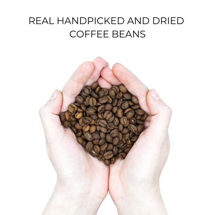 Hand picked and dried coffee beans