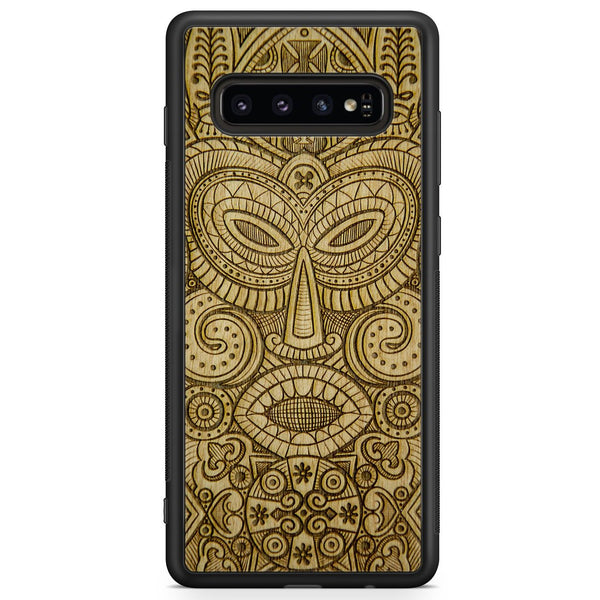 Étui de téléphone en bois biologique - Masque Tribal - Tanganica