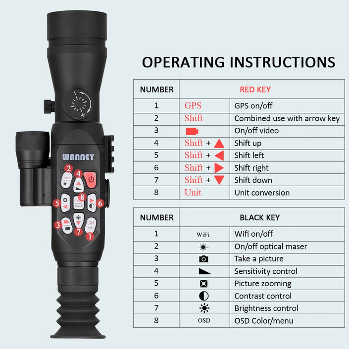 Full Color Night Vision Telescopic Range Finding Monocular, operating features