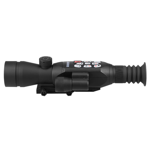 Full Color Night Vision Telescopic Range Finding Monocular, side view showing IR LED illuminator and controls