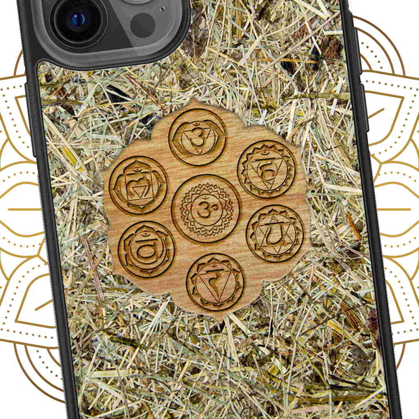 Organic Mobile Phone Case - The Seven Chakra Symbols - Alpine Hay