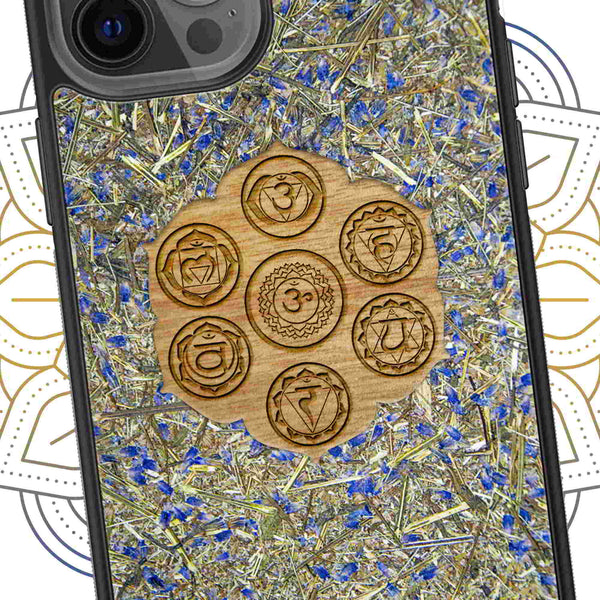 Organic Mobile Phone Case - The Seven Chakra Symbols - Lavender