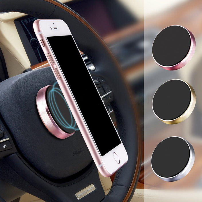Universal Magnetic Cell Mobile Phone Holder GPS PDA Car Mount, showing mounting to steering wheel