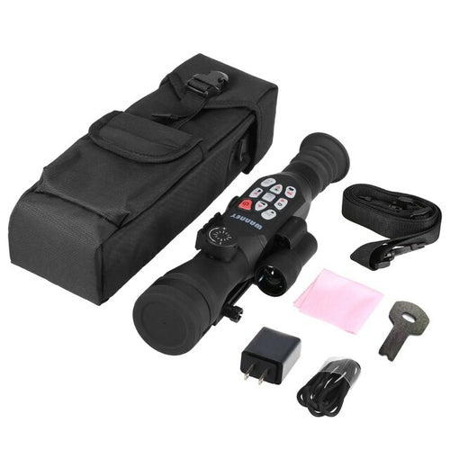 Full Color Night Vision Telescopic Range Finding Monocular, showing included items