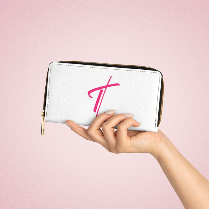 White & Pink Cross Graphic Purse