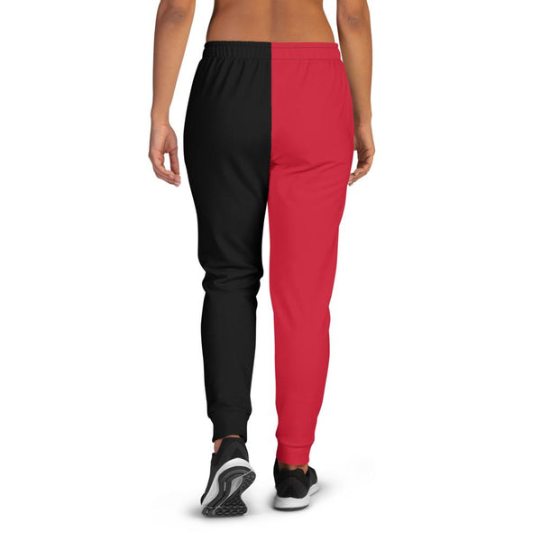 Women's Joggers, Red & Black Two-Tone Style, rear view