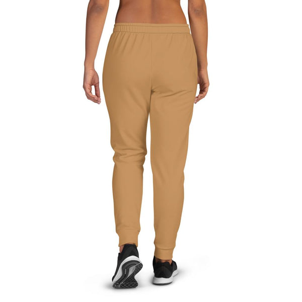 Women's Joggers, Solid Light Brown, rear view