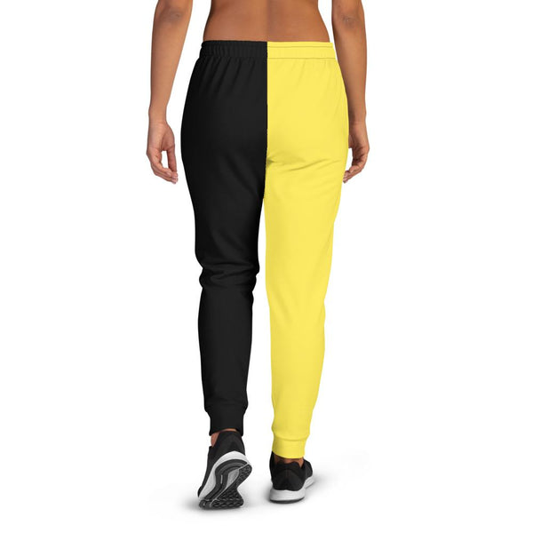 Women's Joggers, Yellow & Black Two Tone, rear view