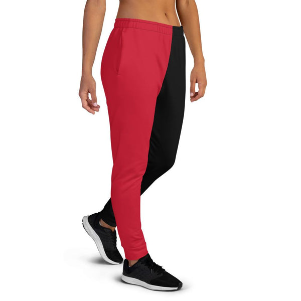 Women's Joggers, Red & Black Two-Tone Style