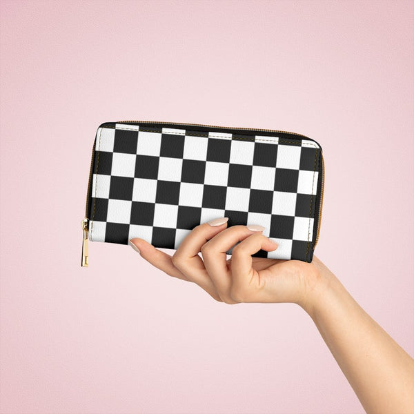 Zipper Wallet, Black & White Checker Style Purse