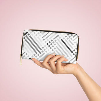 White & Grey Geometric Lines Style Purse