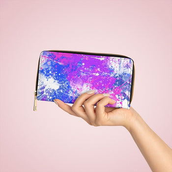 White & Purple Multicolor Abstract Style Purse