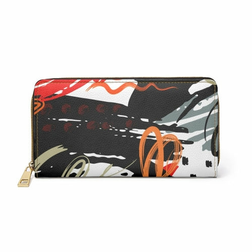 Red & Black Multicolor Abstract Style Purse