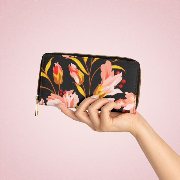 Black & Pink Floral Style Purse