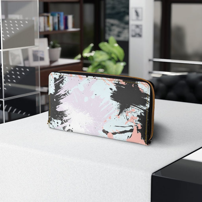 White & Peach Multicolor Abstract Style Purse