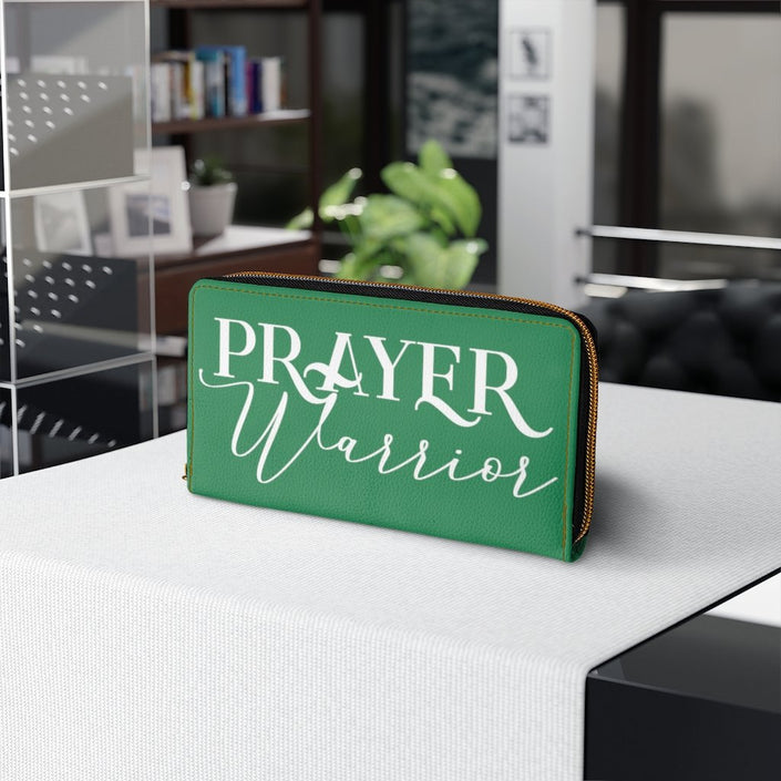 Green & White Prayer Warrior Graphic Purse