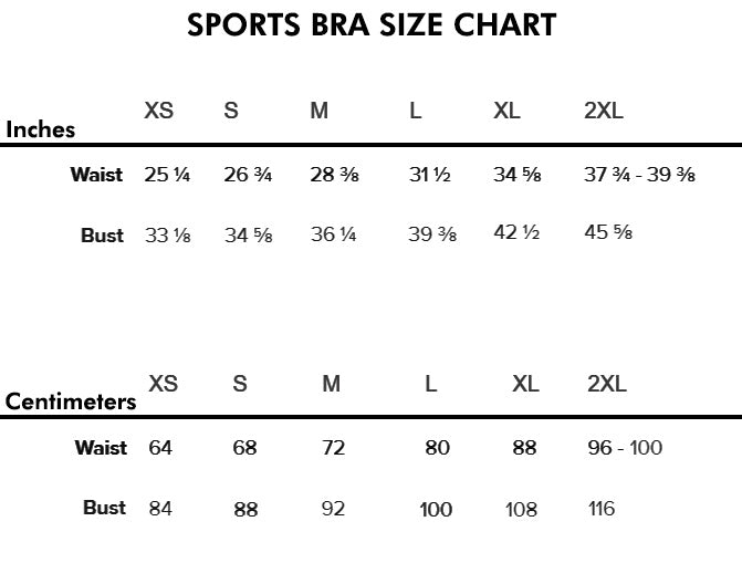 Sports Bra Size Chart, Army Camo Fitness Set