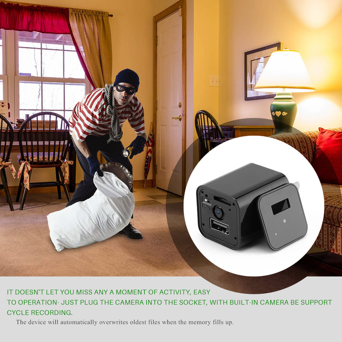 HD 1080P Hidden Camera USB Charger Home Security showing a use case.