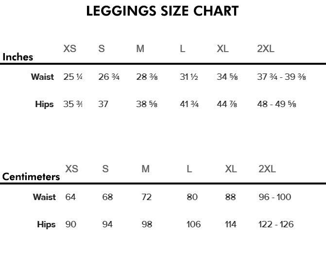 Leggings Size Chart, Terrazzo Fitness Set