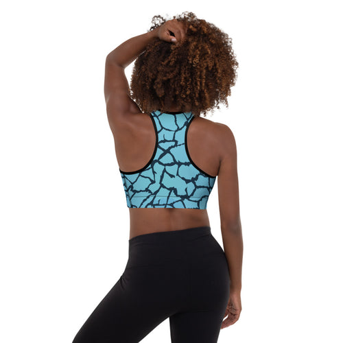 Rear view of Sports Bra, Blue Abstract Fitness Set