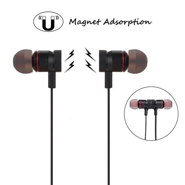 Wireless Bluetooth 4.0 Headset Sports Earphones showing magnetic keepers